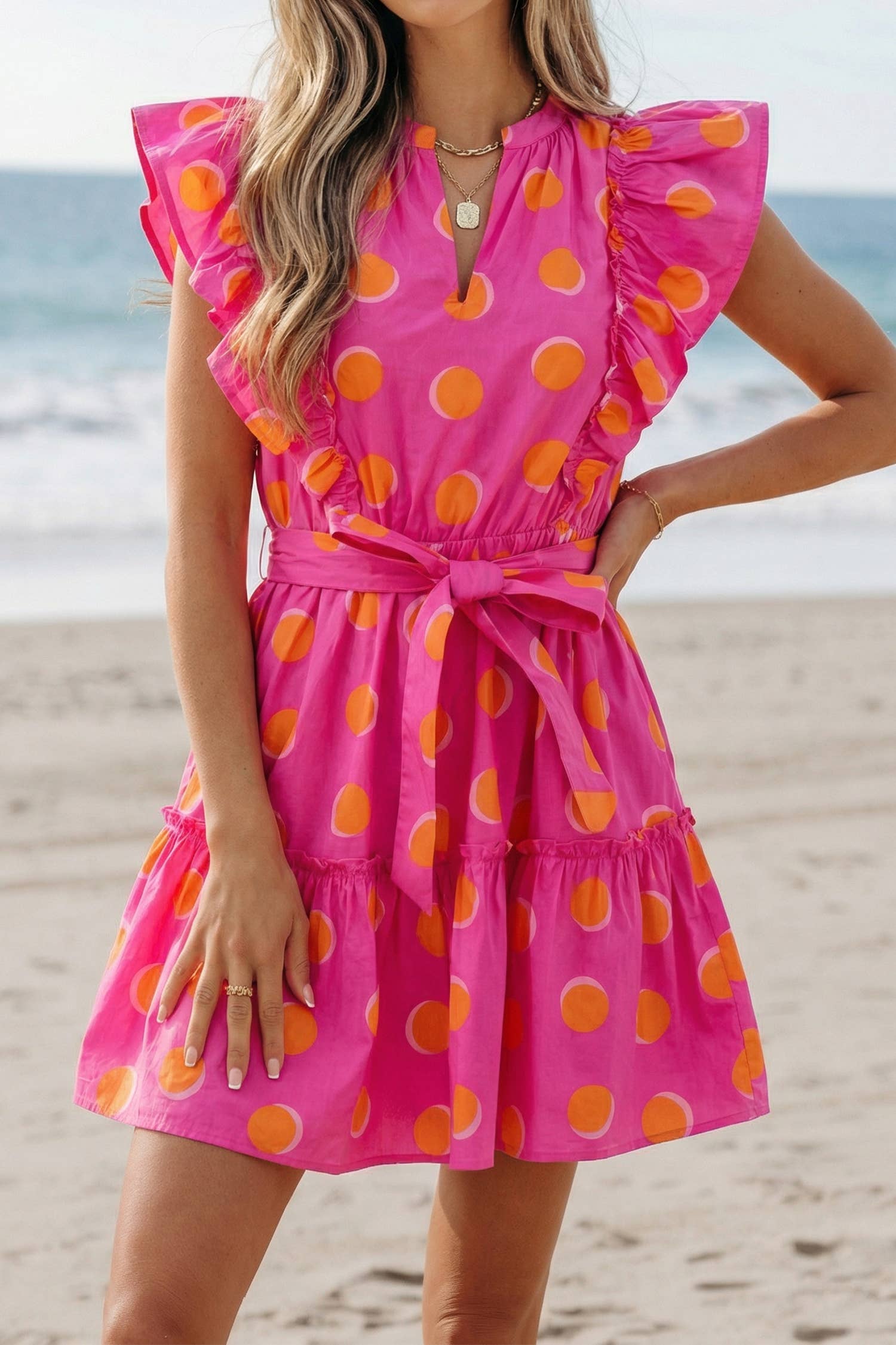 polka dot ruffle mini dress Print pretty prom dress and a discreet invisible Party Dress For Mother Size:42½ (EU) / 9½ (US) / 8½ (UK)