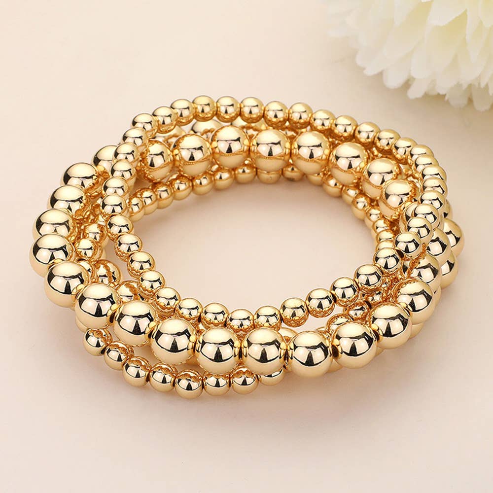 Metal Ball Stretch Multi Layered Bracelets-4 Pack