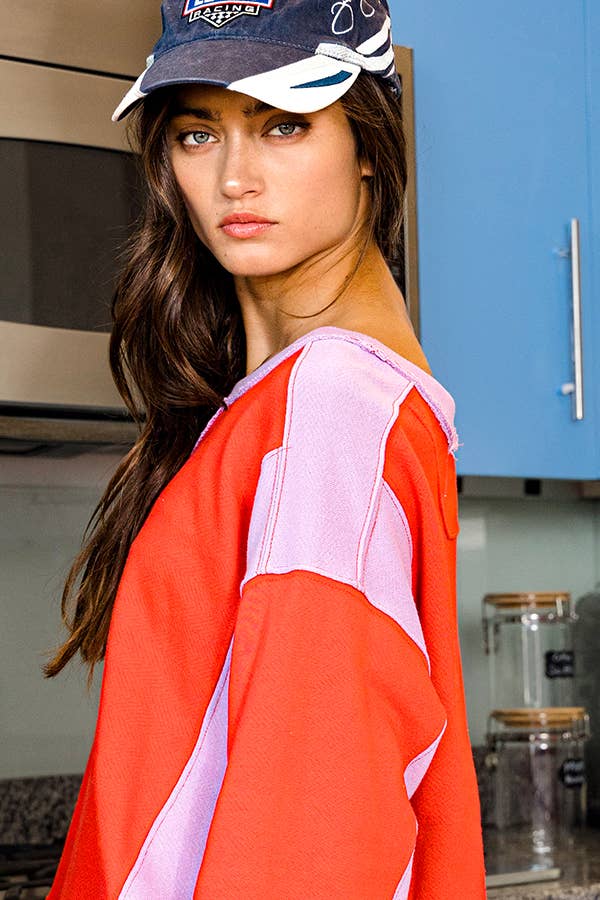 Contrast Color-Block Sweatshirt