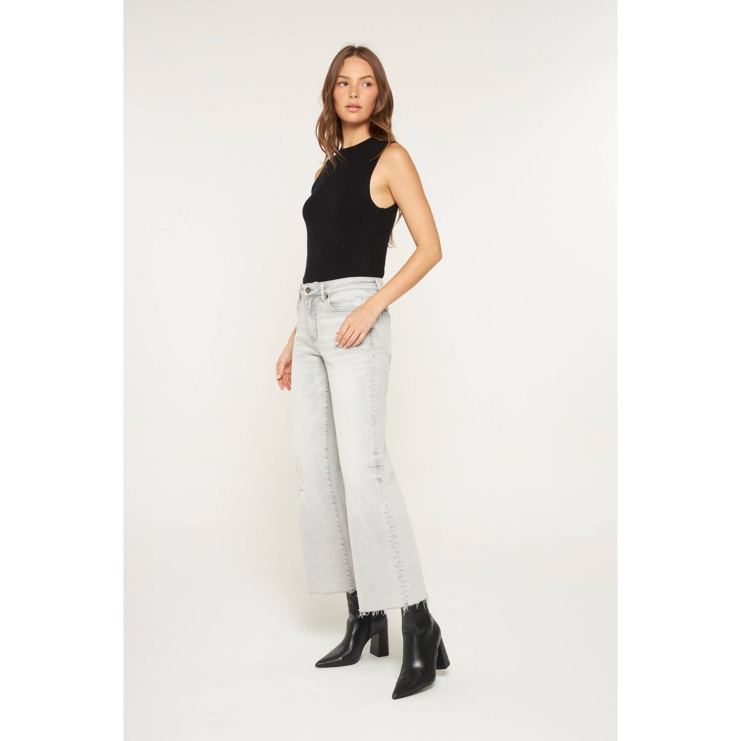 Mid Rise Wide Leg Denim