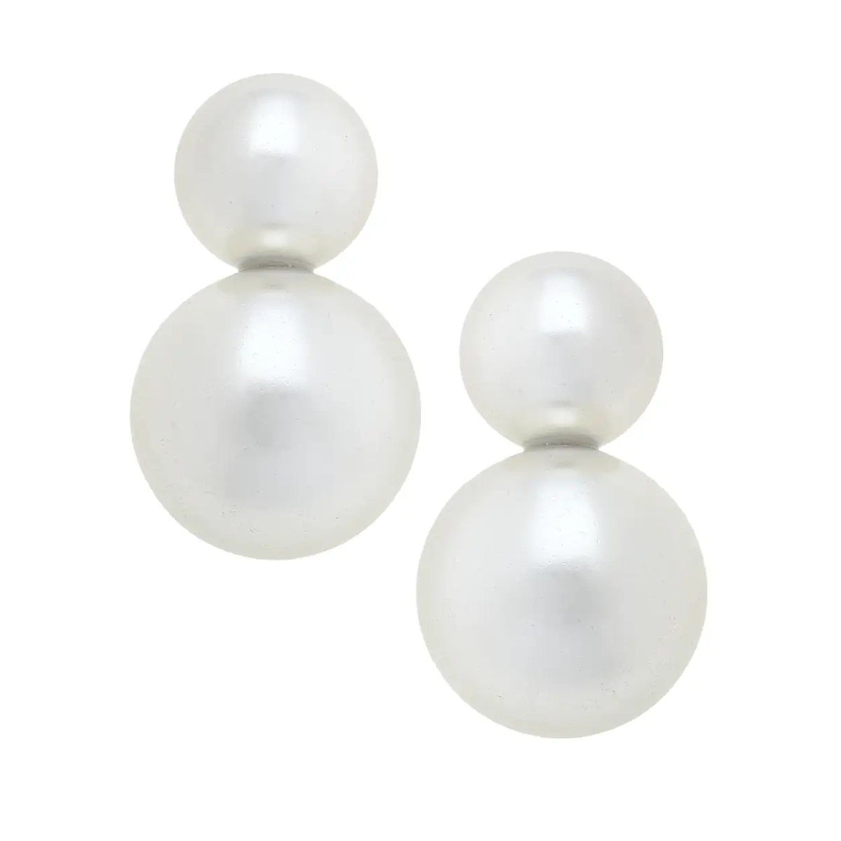 Larissa Double Pearl Statement Stud Earrings in Ivory