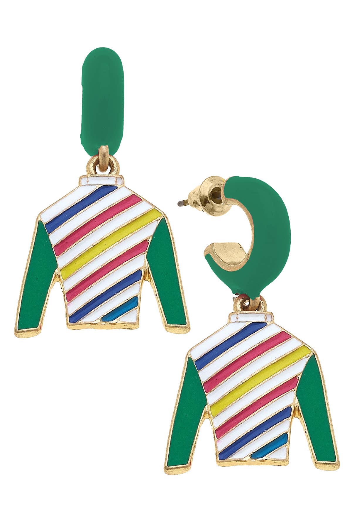 Mabel Jockey Silk Huggie Drop Earrings in Green
