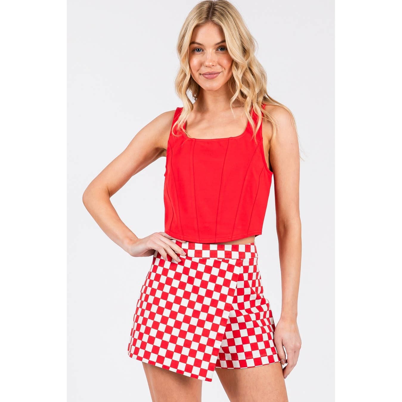 Game Day Checkered Wrap Skort
