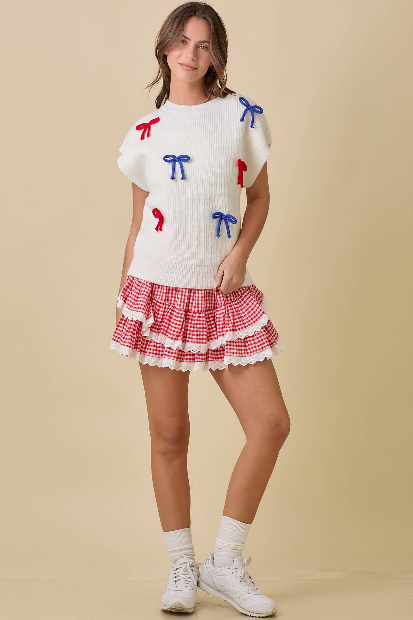 4th of July Ribbon Bow Knit Top