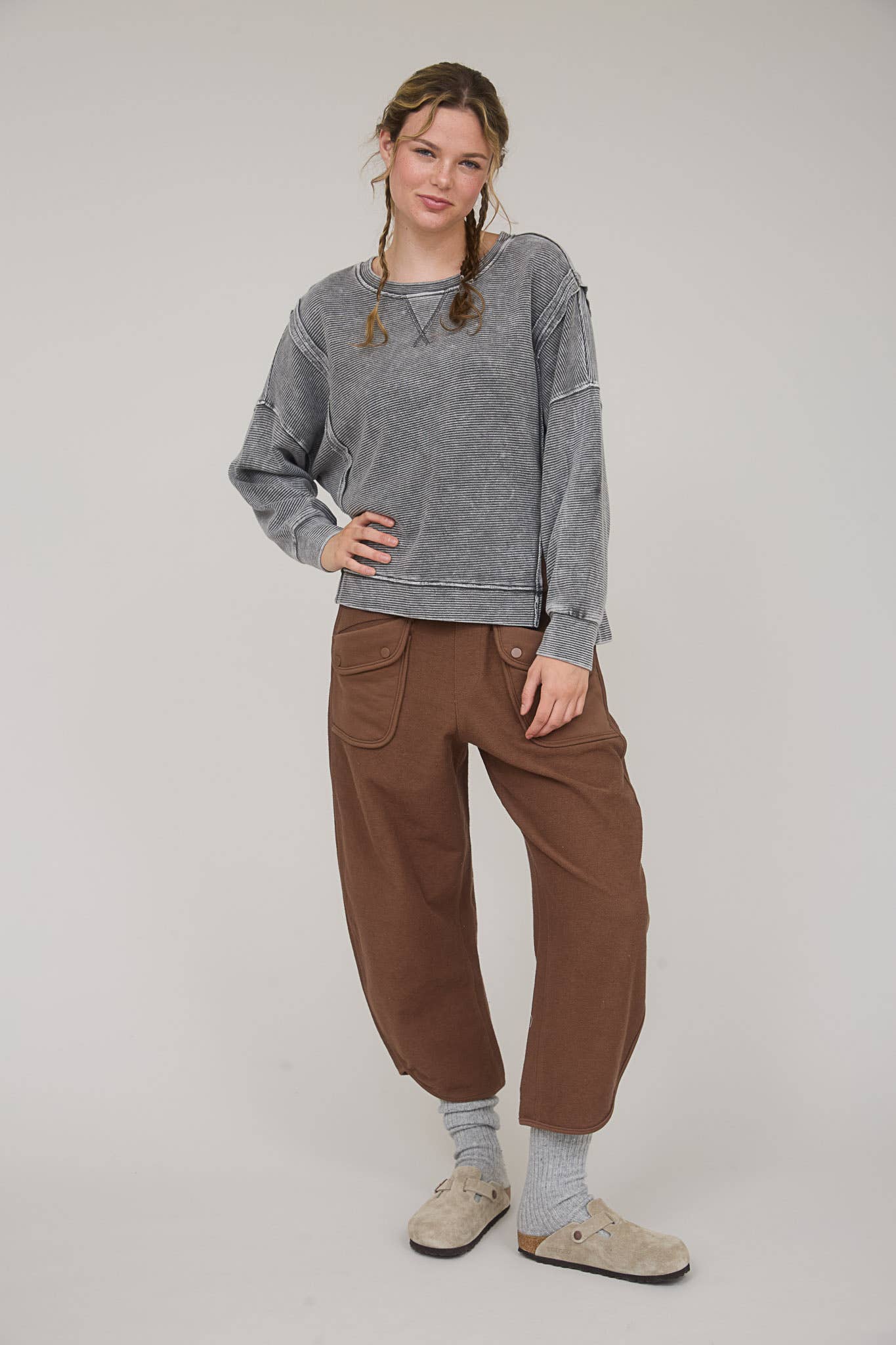 Washed Exposed Seam Top