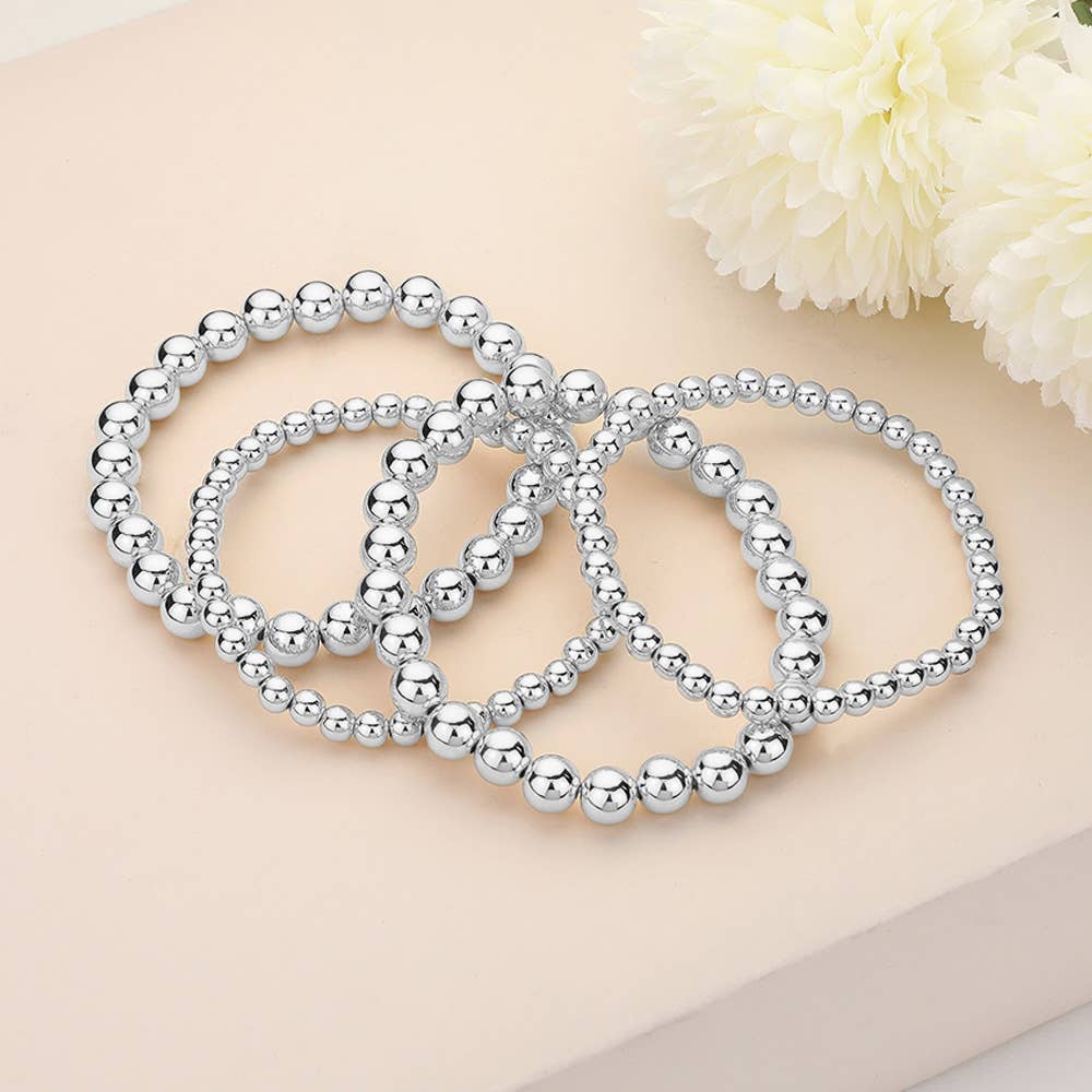 Metal Ball Stretch Multi Layered Bracelets-4 Pack