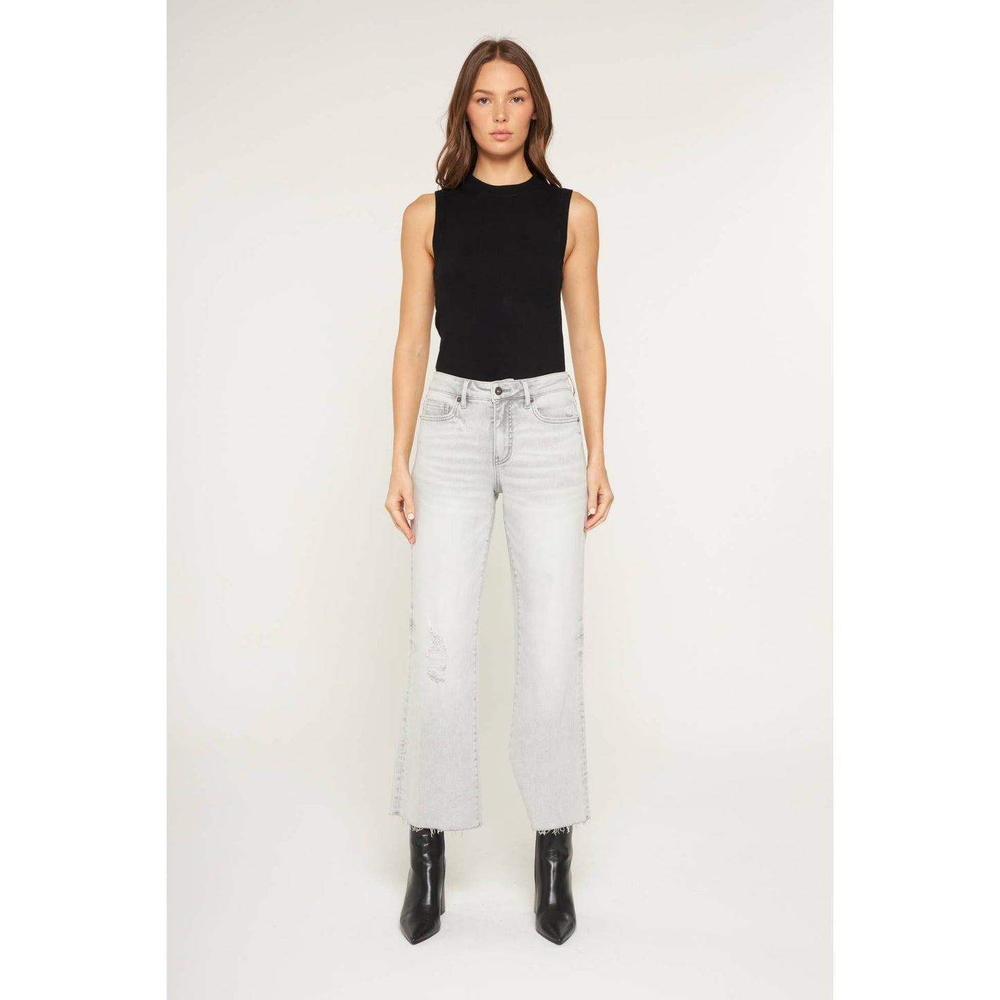 Mid Rise Wide Leg Denim