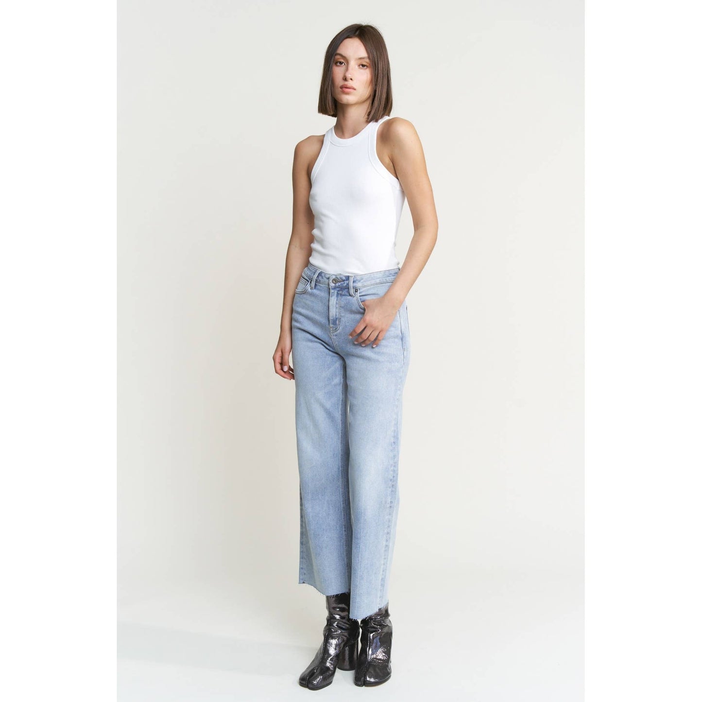 Mid Rise Wide Leg Denim