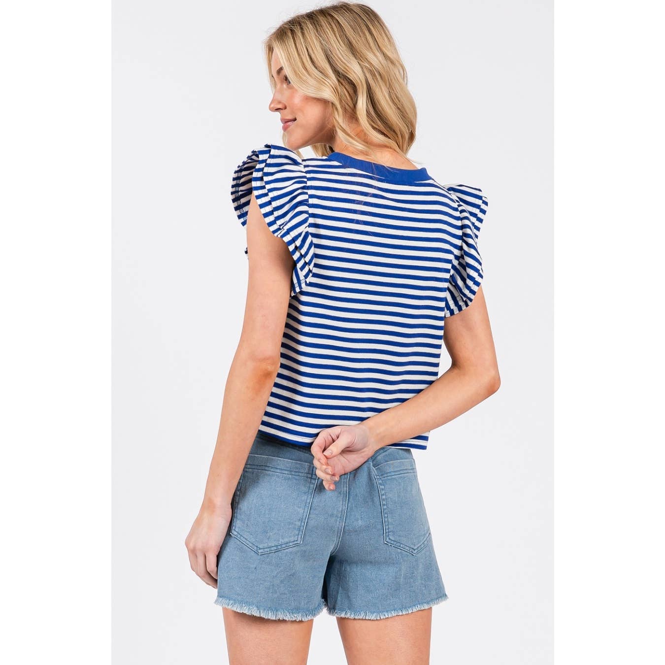 Stripe Double Ruffle Top