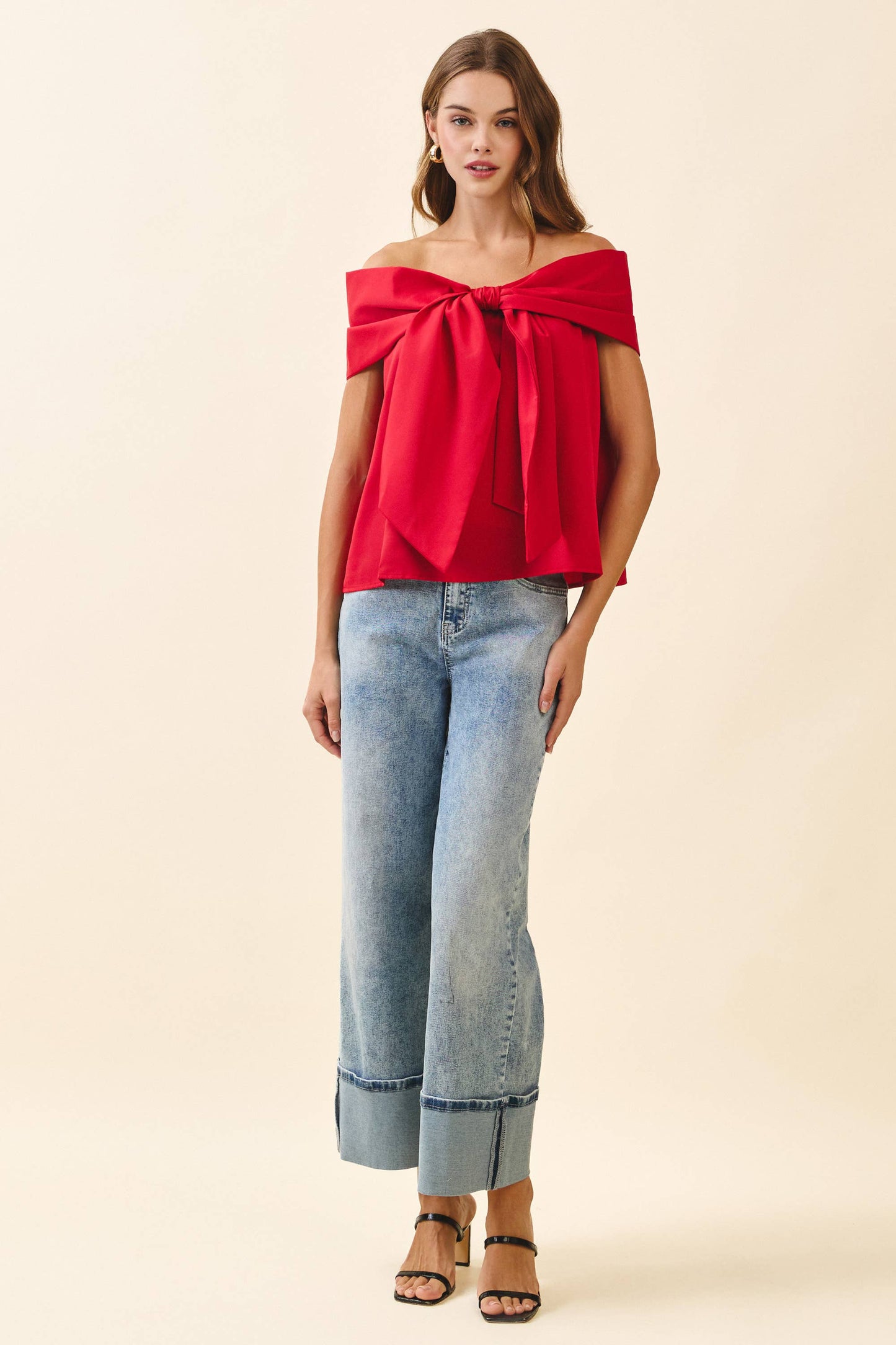 Bow Accented Off The Shoulder Top