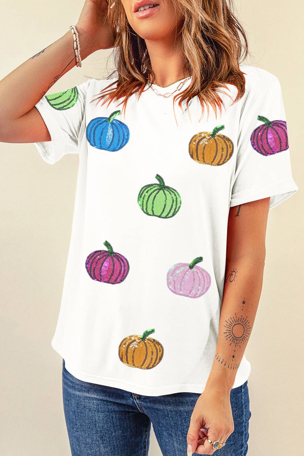 Pumpkin Sequin Tee