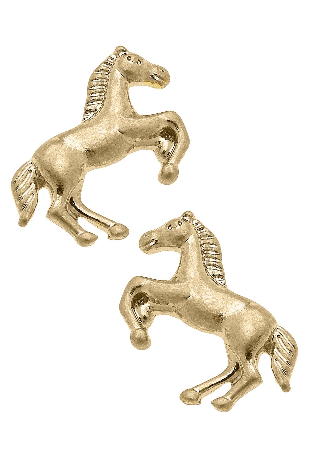 Ride Sally Ride Horse Stud Earrings in Shiny Gold