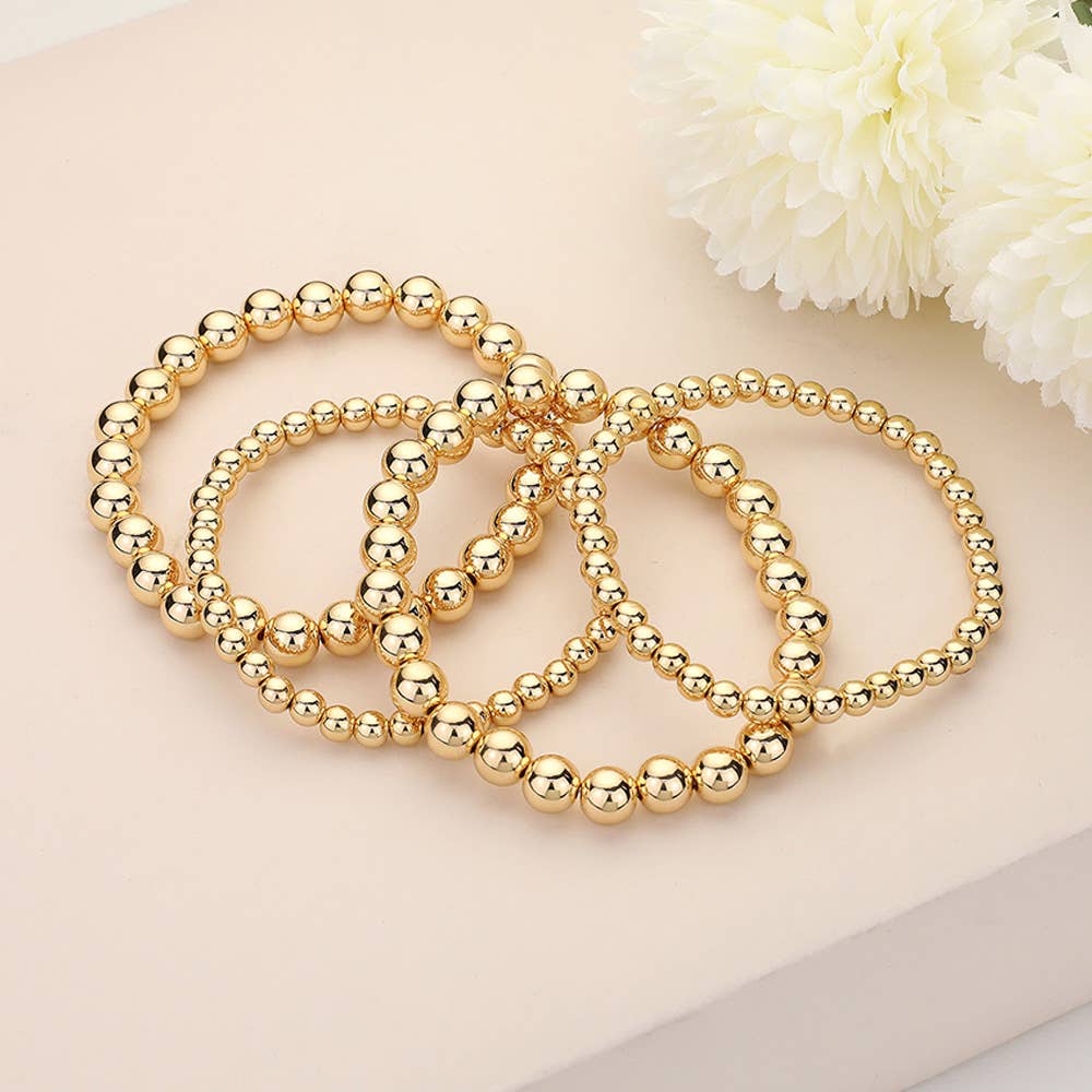 Metal Ball Stretch Multi Layered Bracelets-4 Pack