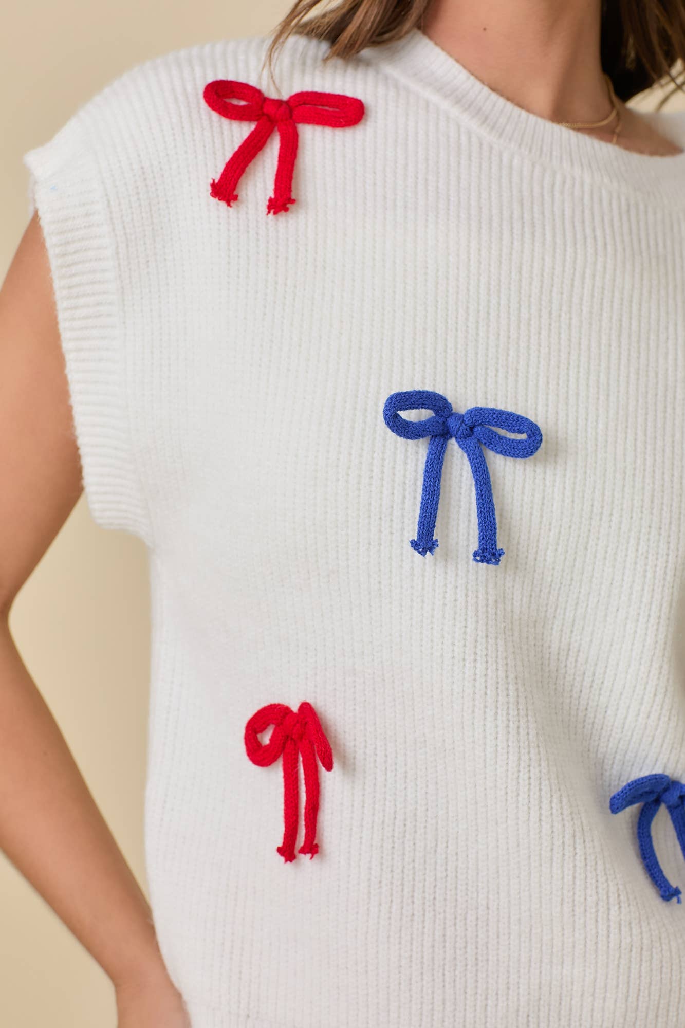 4th of July Ribbon Bow Knit Top