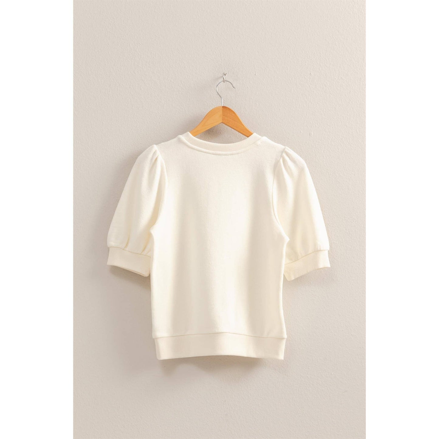 Puff Sleeve Round Neck Top