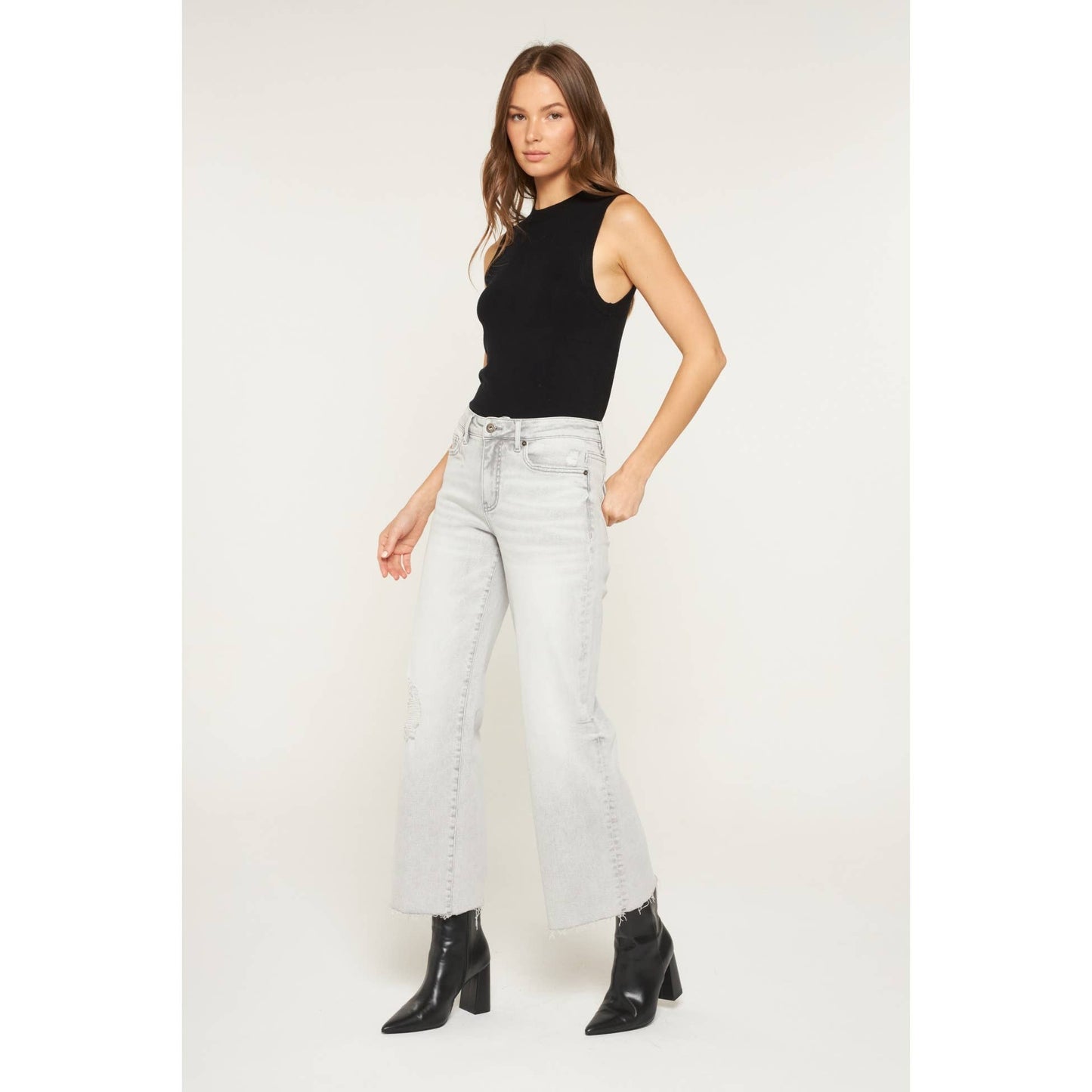 Mid Rise Wide Leg Denim