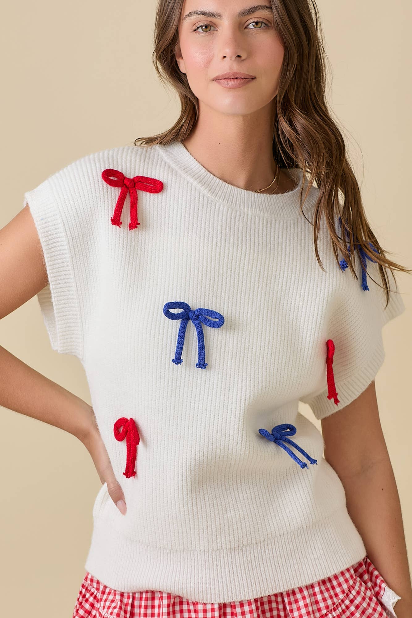 4th of July Ribbon Bow Knit Top