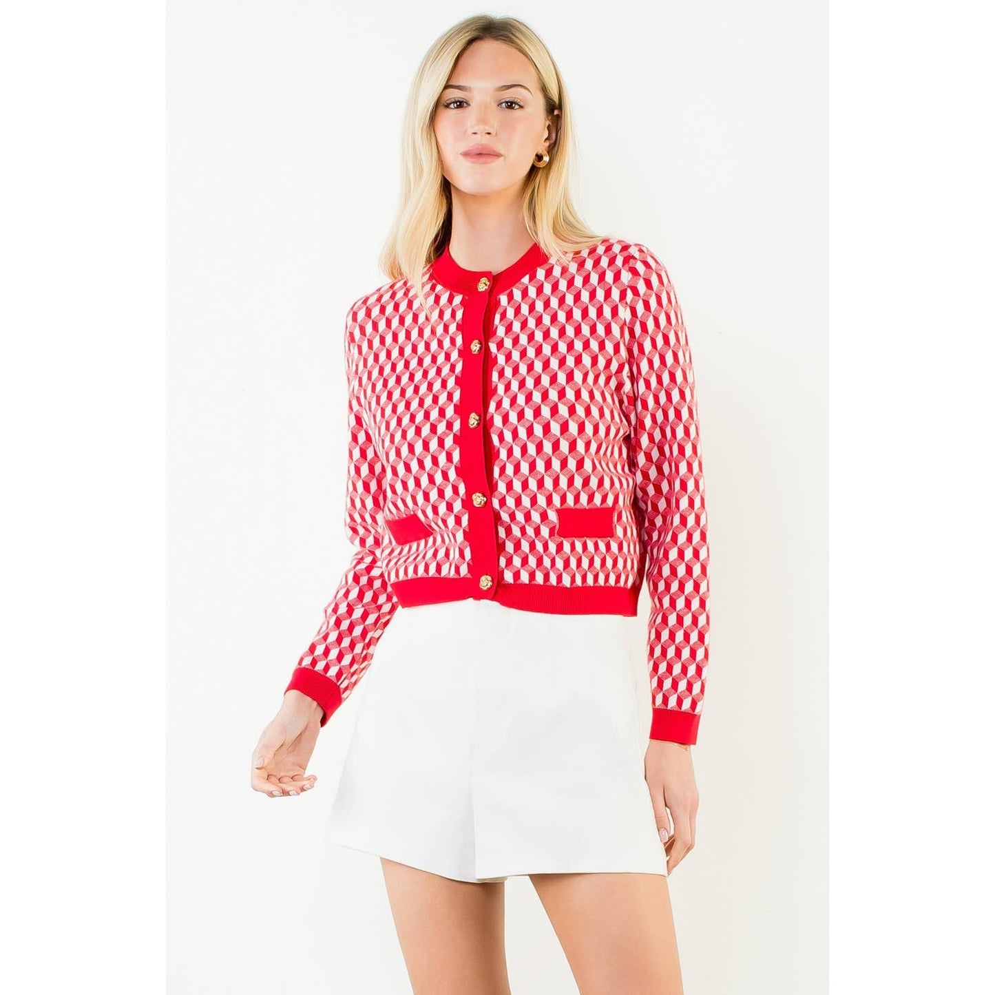 Long Sleeve Geometric Print Cardigan