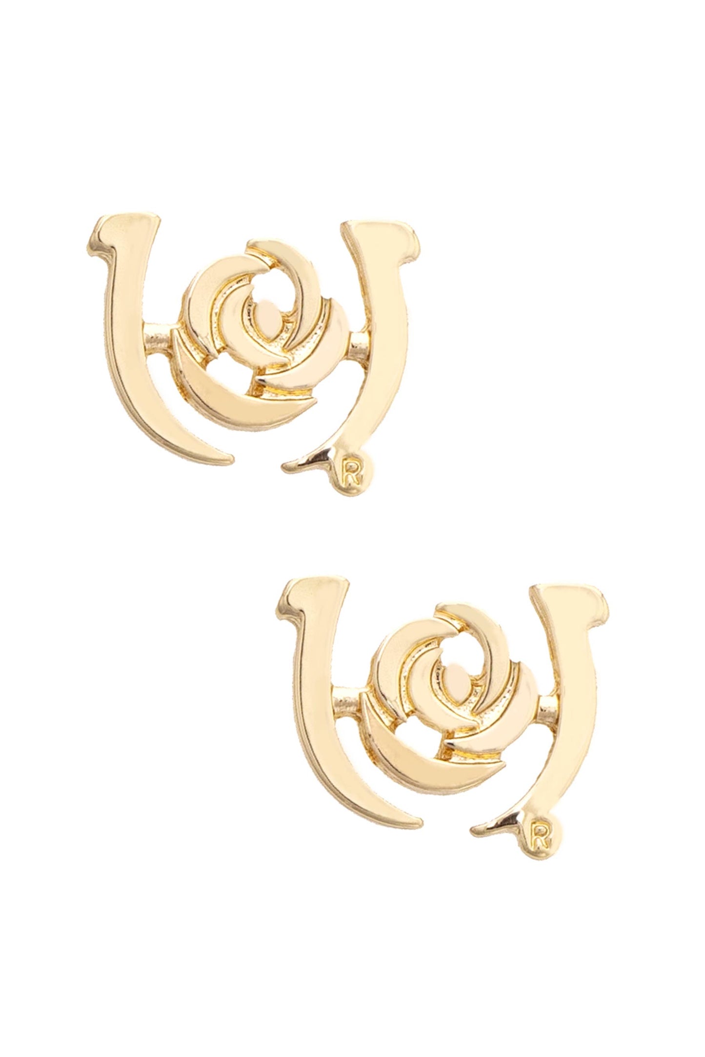 Kentucky Derby Outline Stud Earrings in Shiny Gold