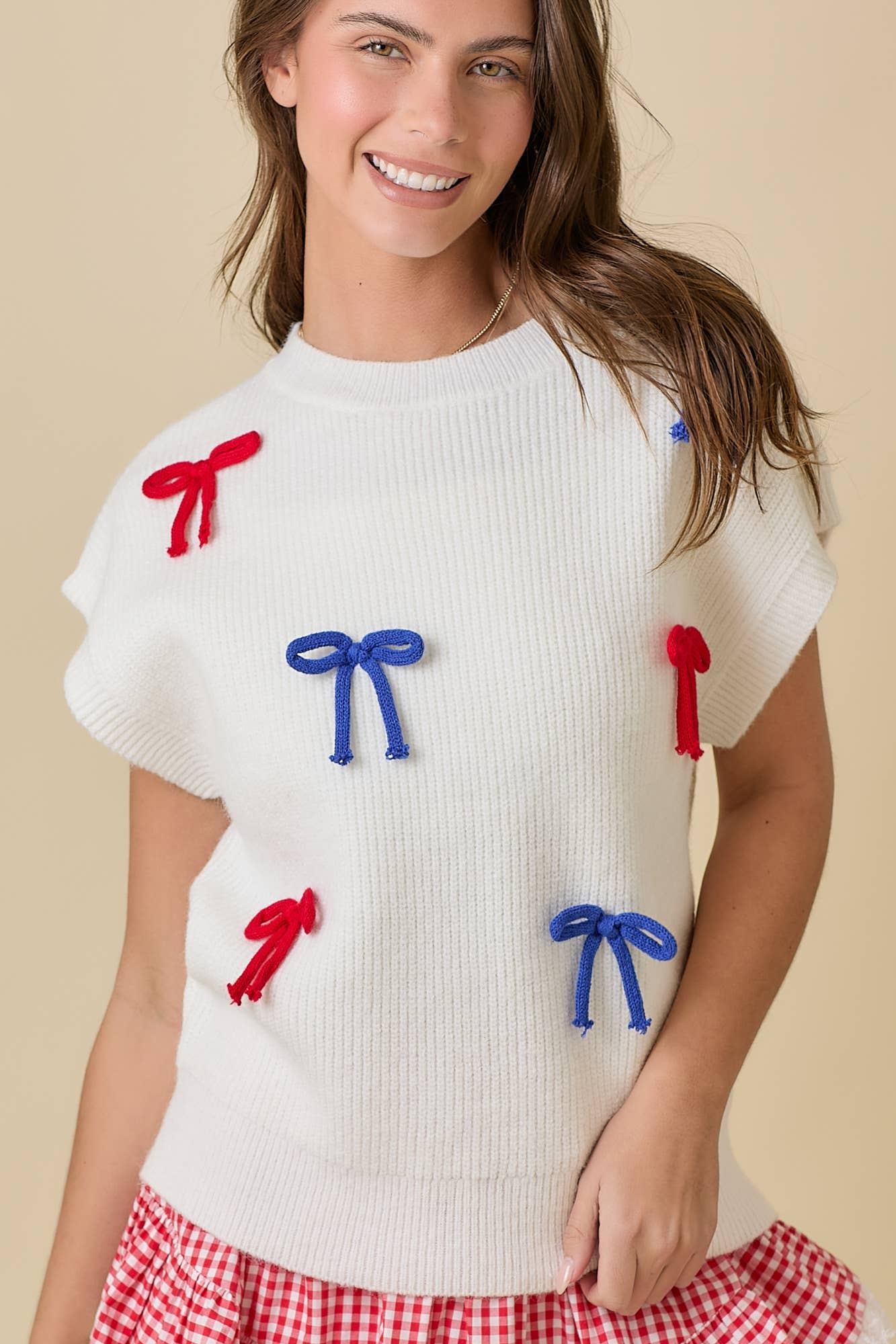 4th of July Ribbon Bow Knit Top