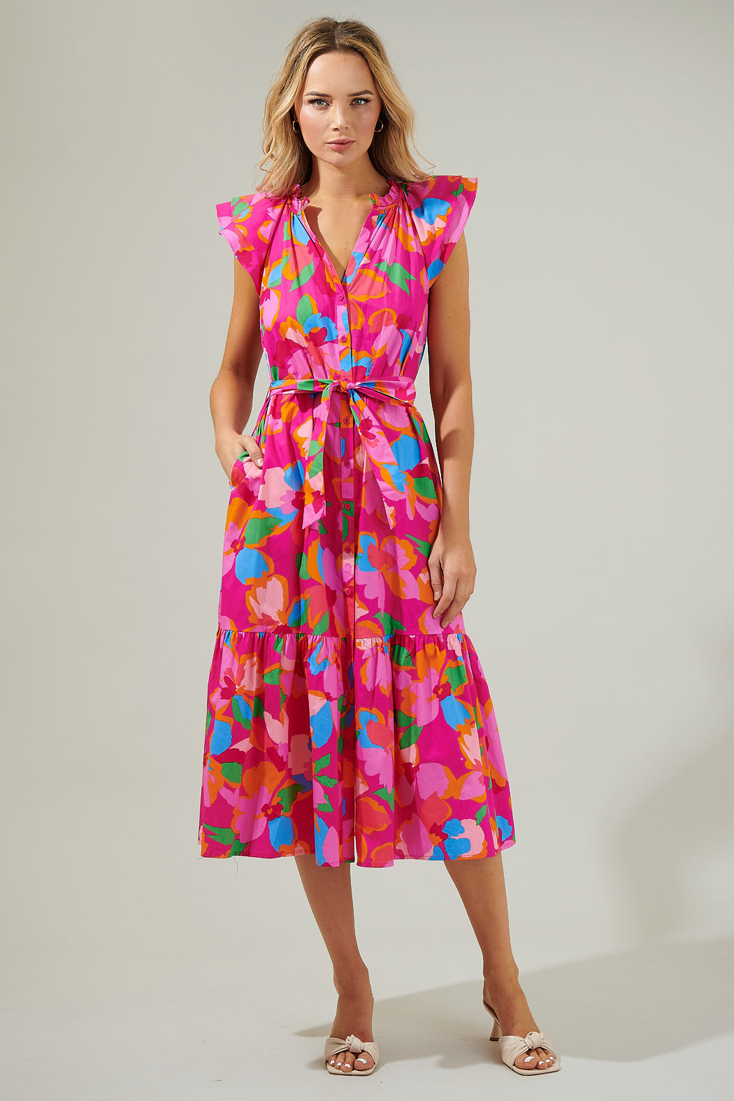 Daphne Floral Midi Dress – Zella Rose Boutique