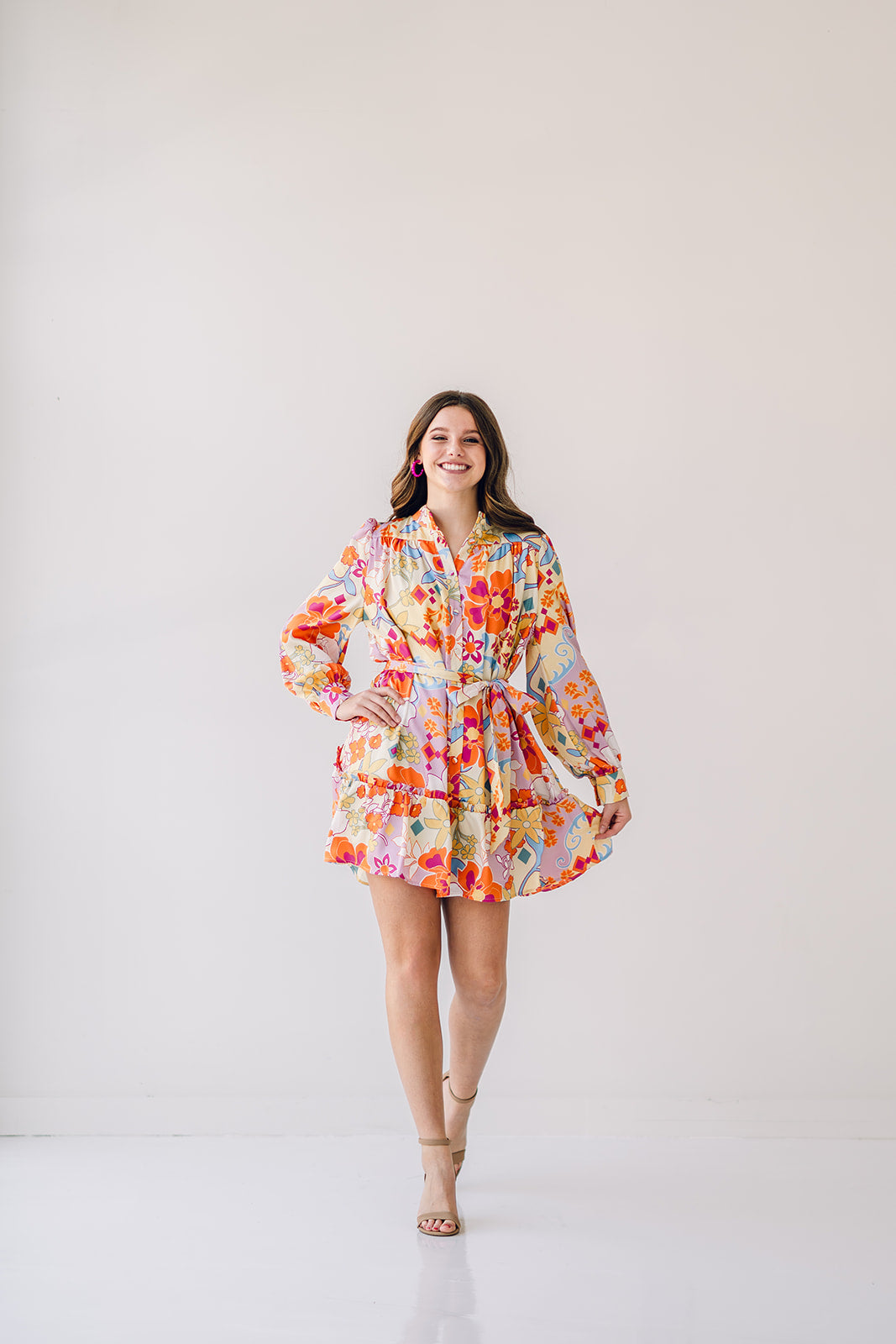 Abstract Floral Print Dress