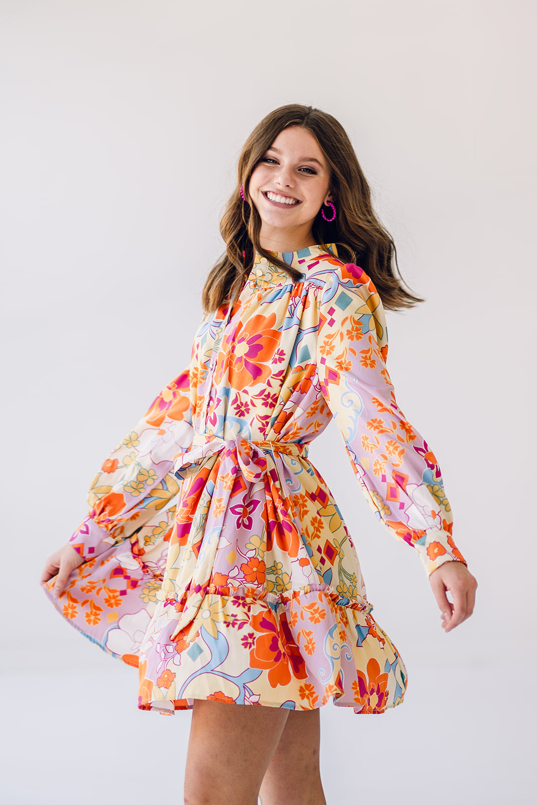 Abstract Floral Print Dress