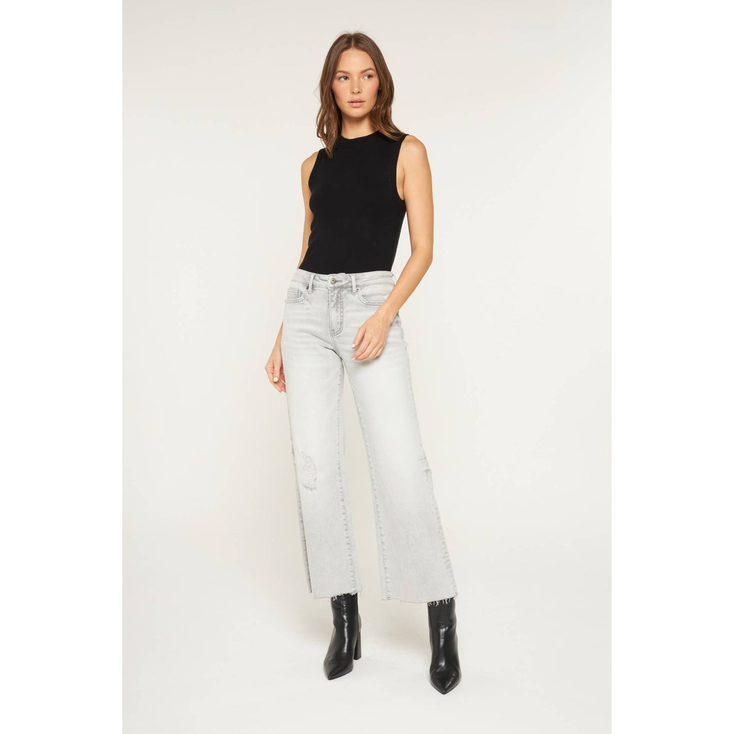 Mid Rise Wide Leg Denim