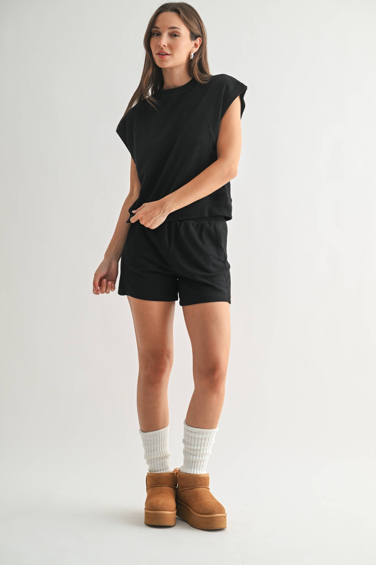 French Terry Cap Sleeve Top