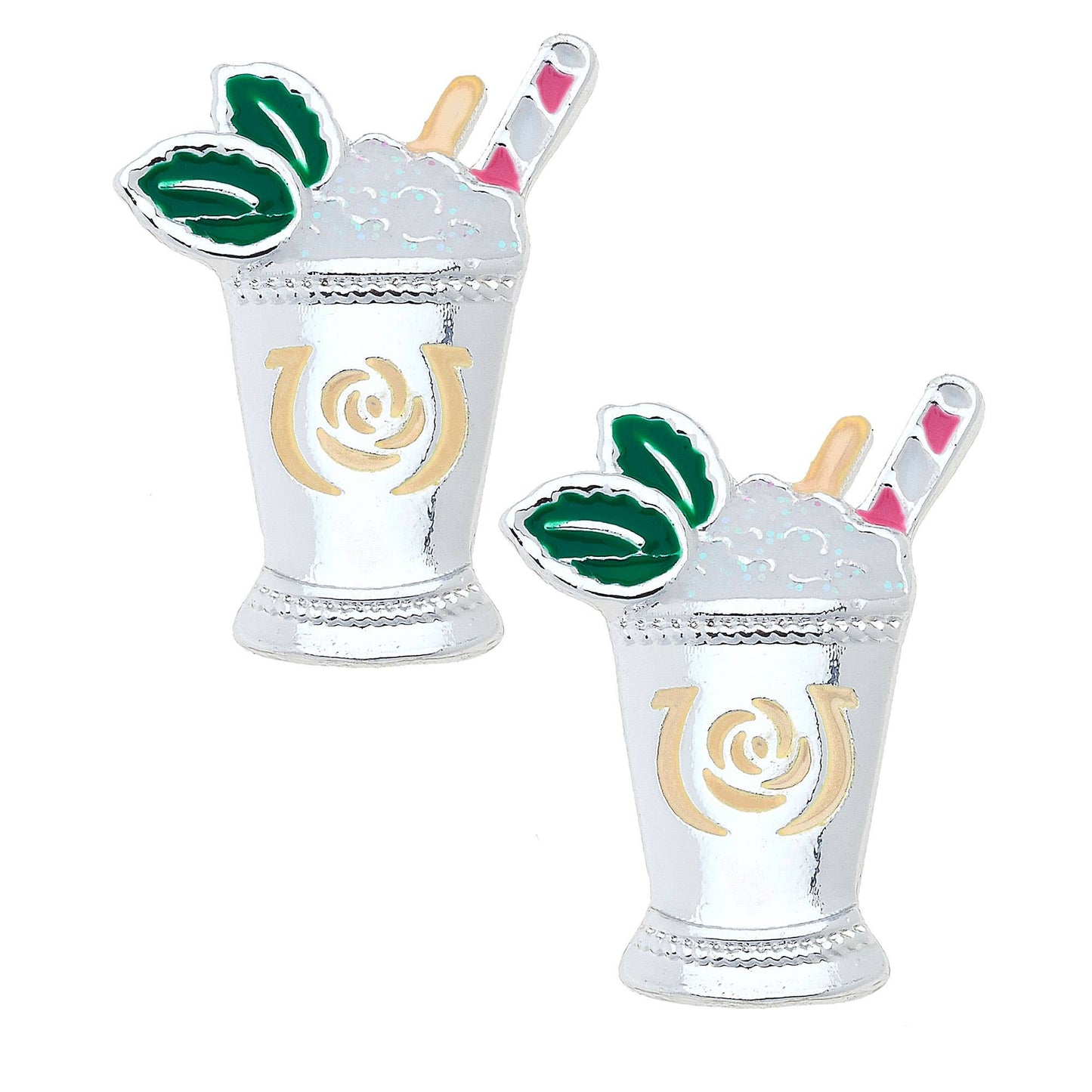 Kentucky Derby Mint Julep Enamel Stud Earrings