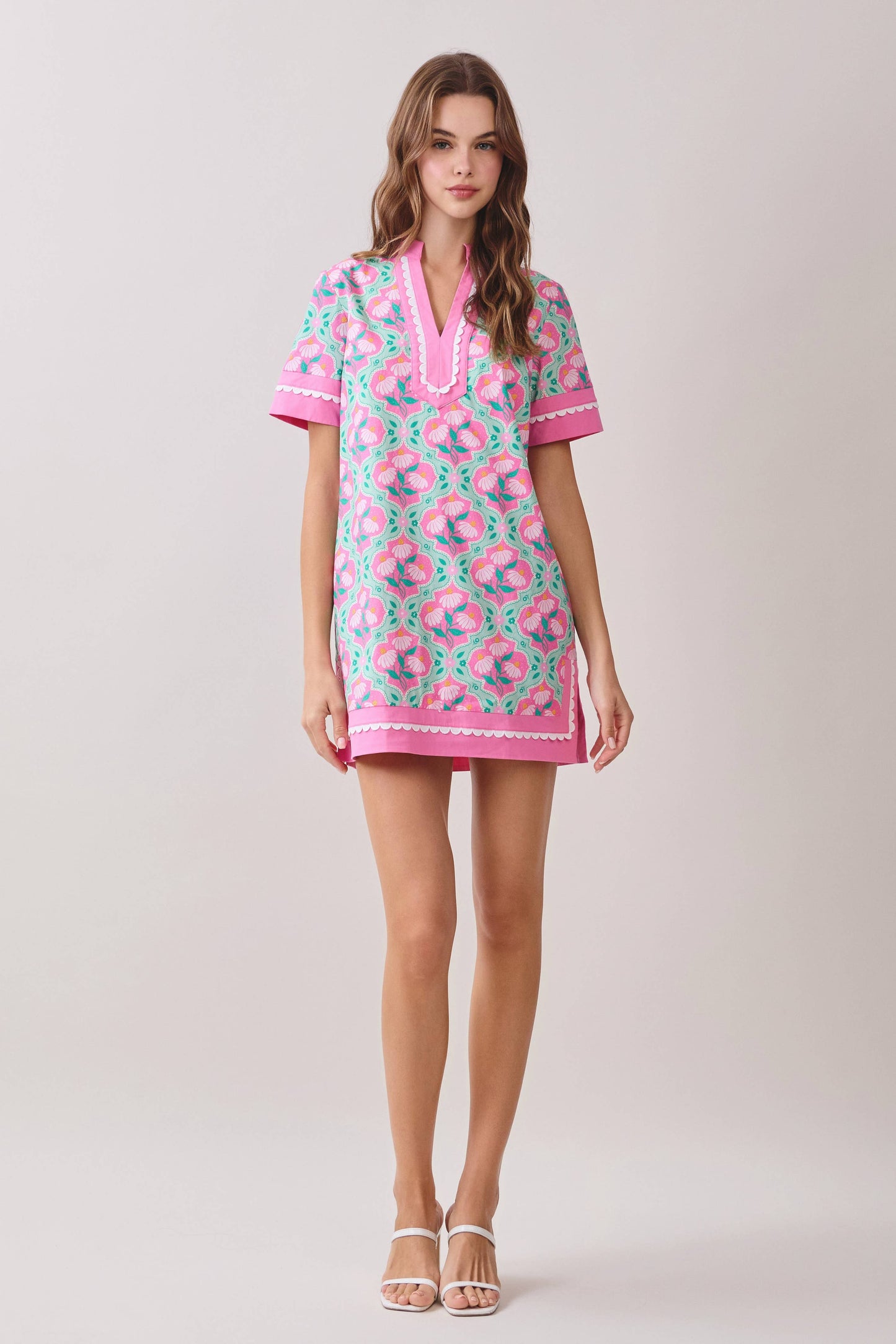 Colorful Floral Print Shift Dress