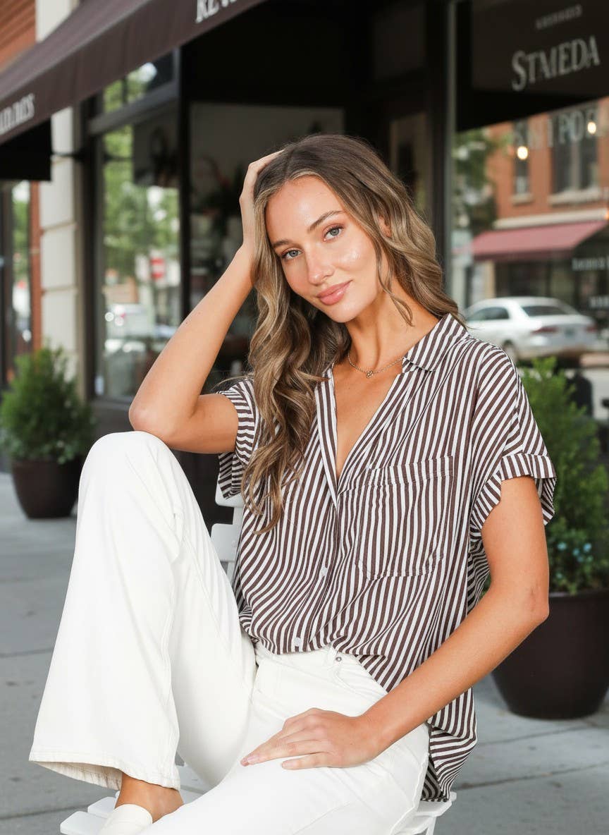 Collared Button-Down Top