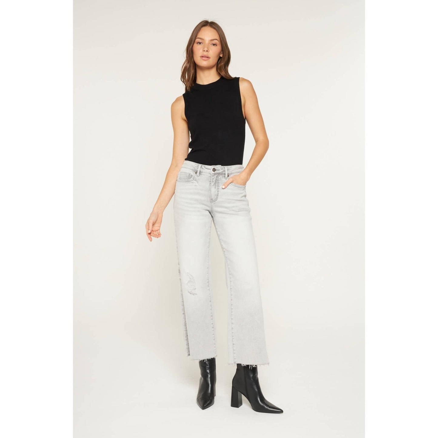 Mid Rise Wide Leg Denim
