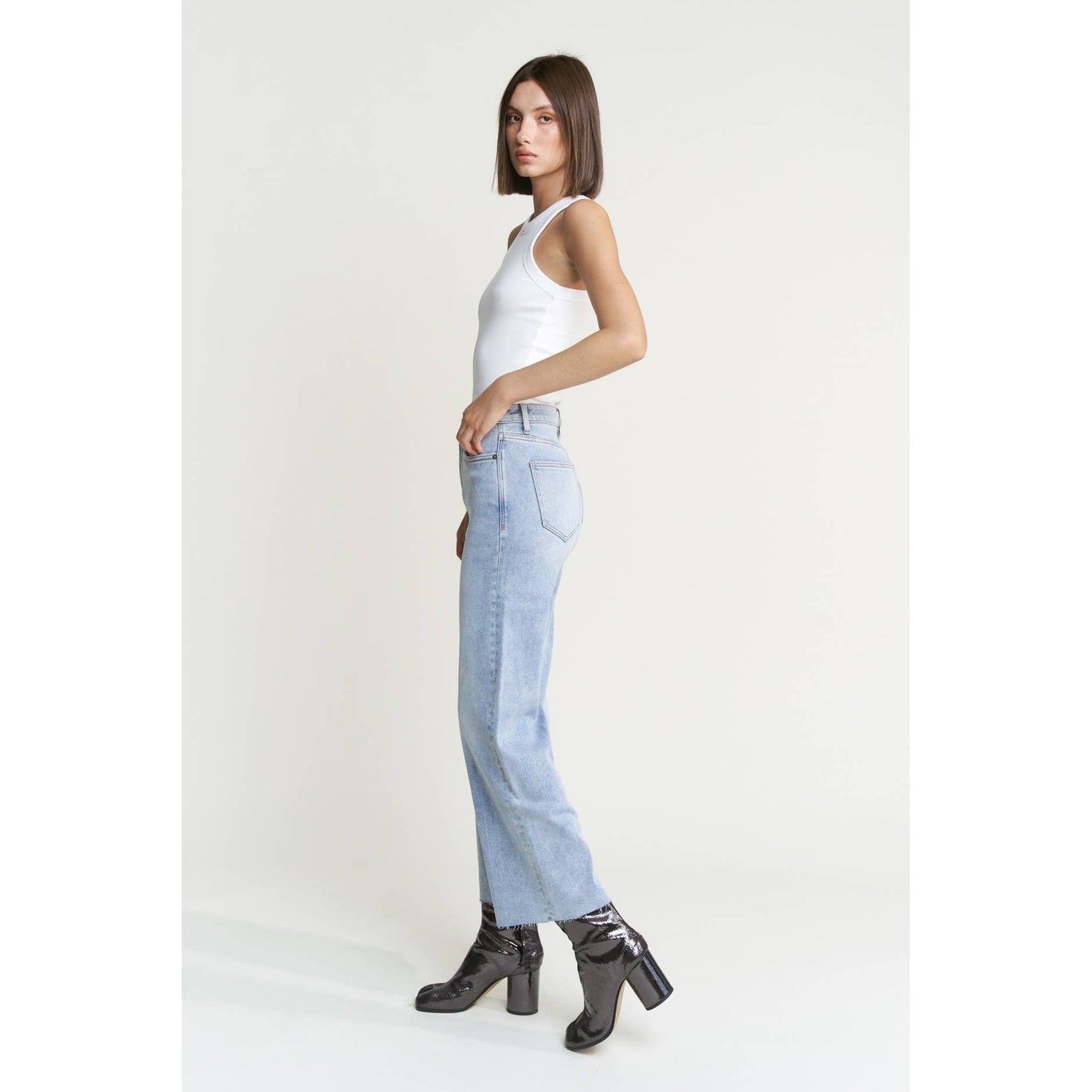 Mid Rise Wide Leg Denim