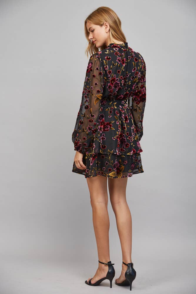 Floral Burnout Button Front Dress