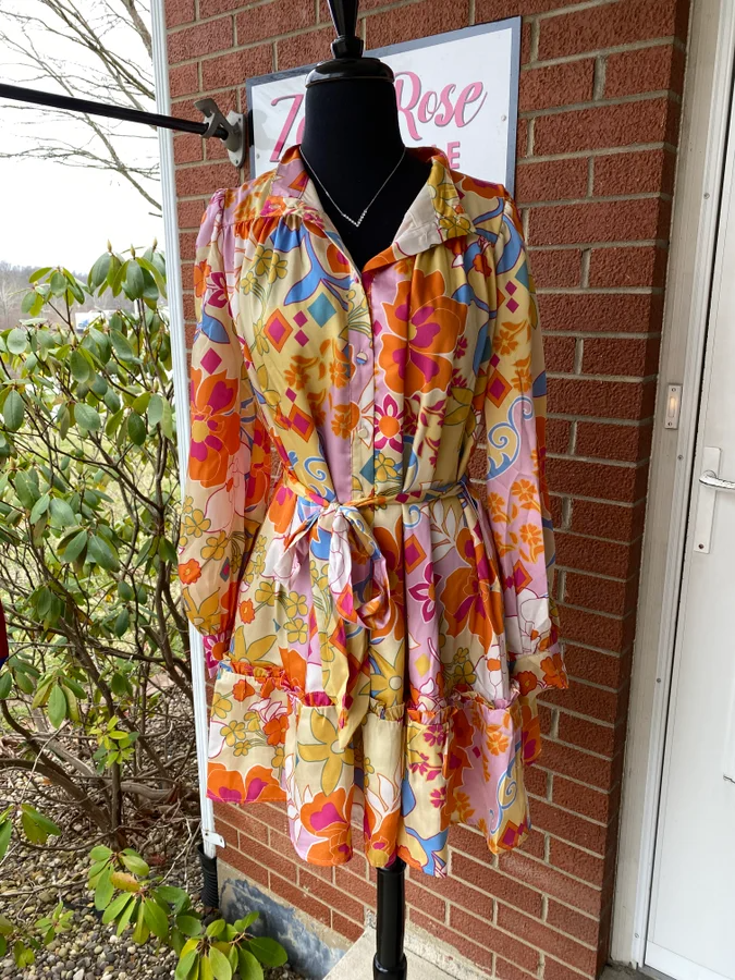 Abstract Floral Print Dress
