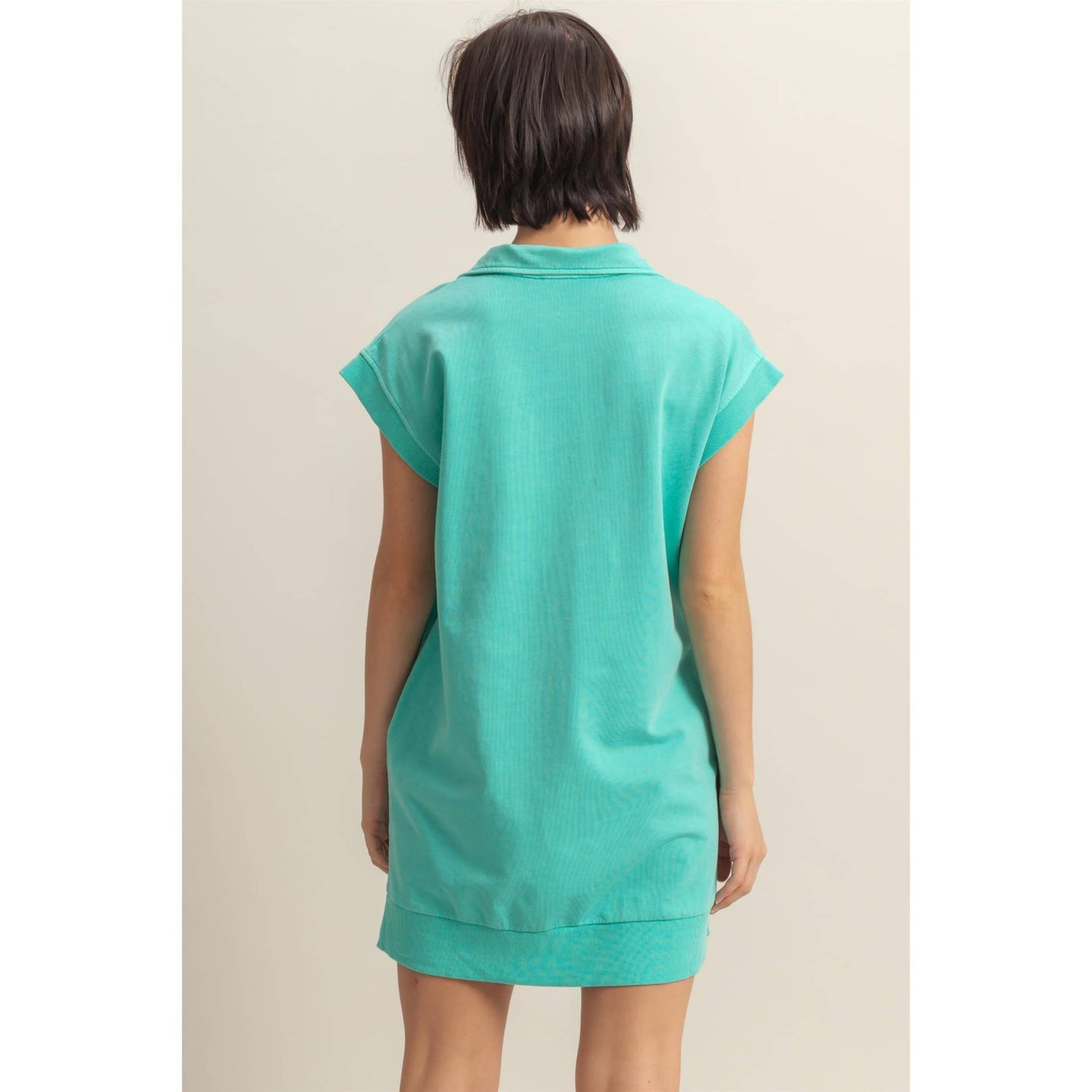 Half Zip Up Mock Neck Mini Dress