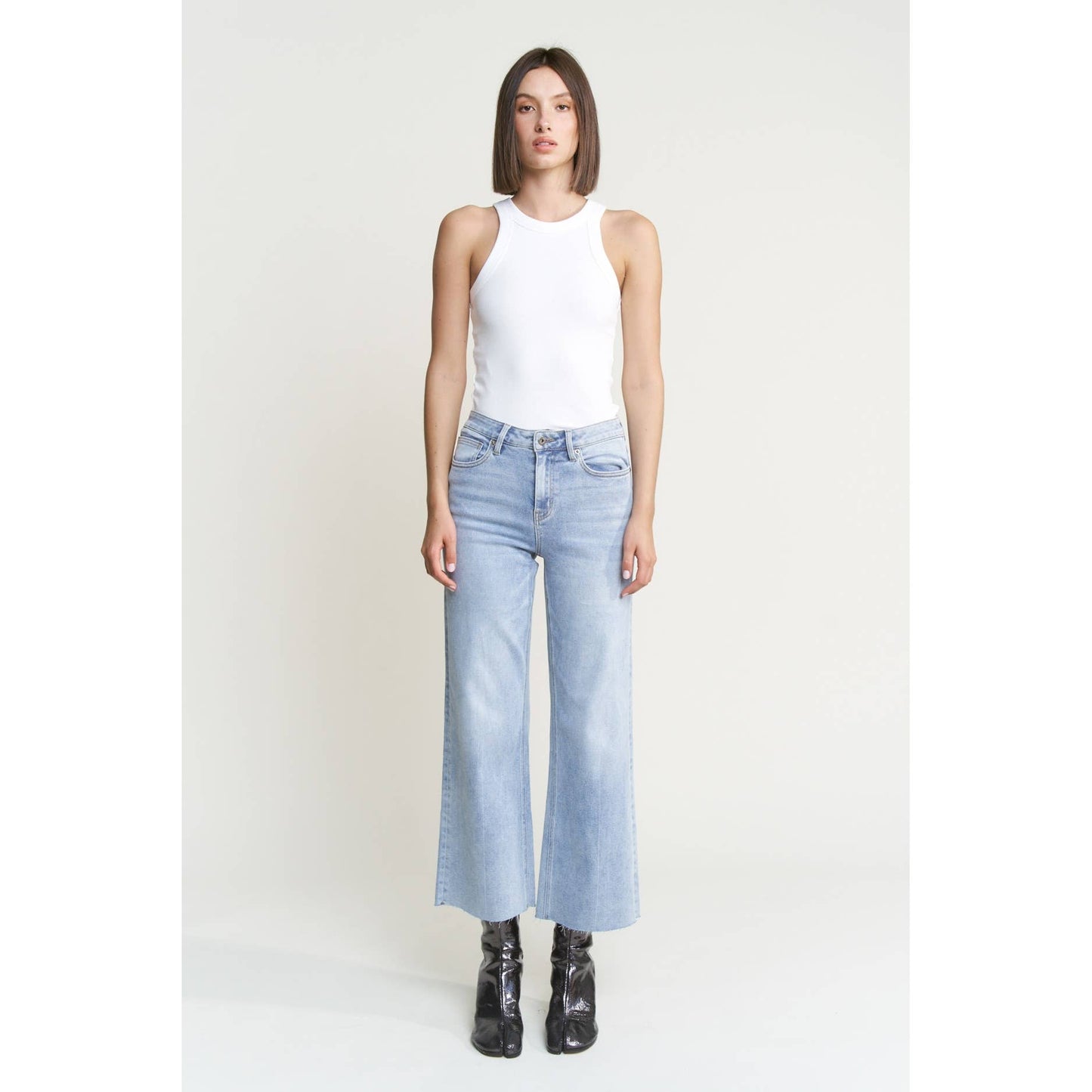 Mid Rise Wide Leg Denim