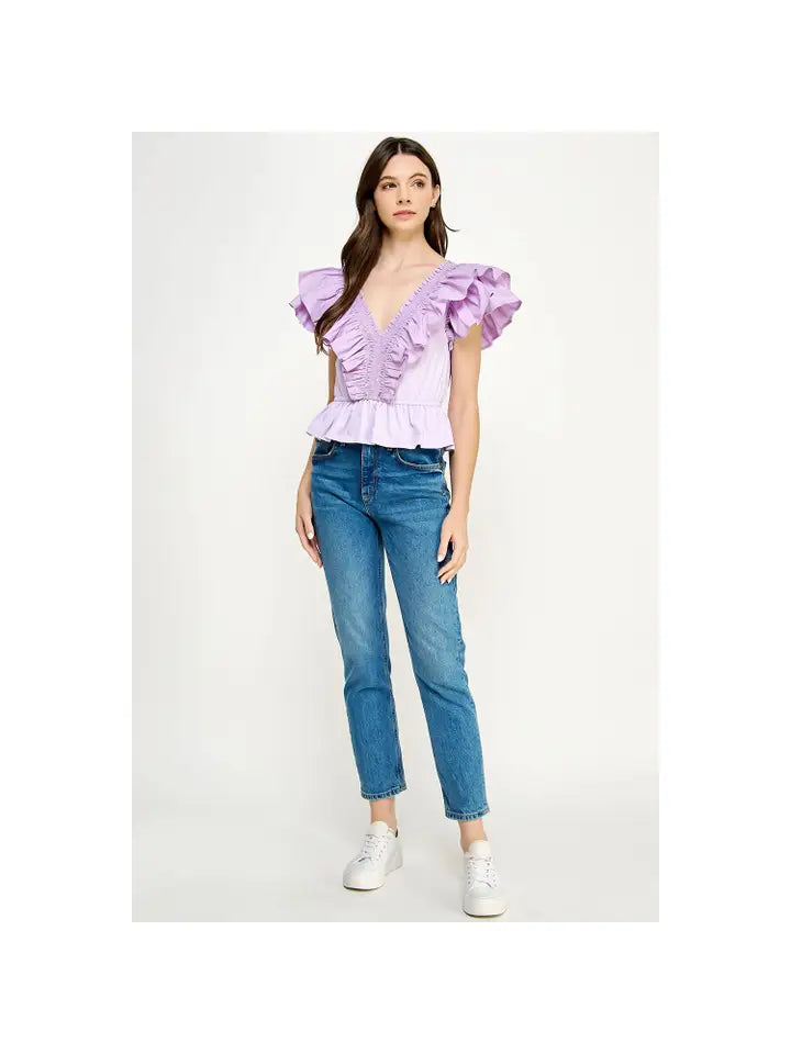 Ruffled Poplin Top