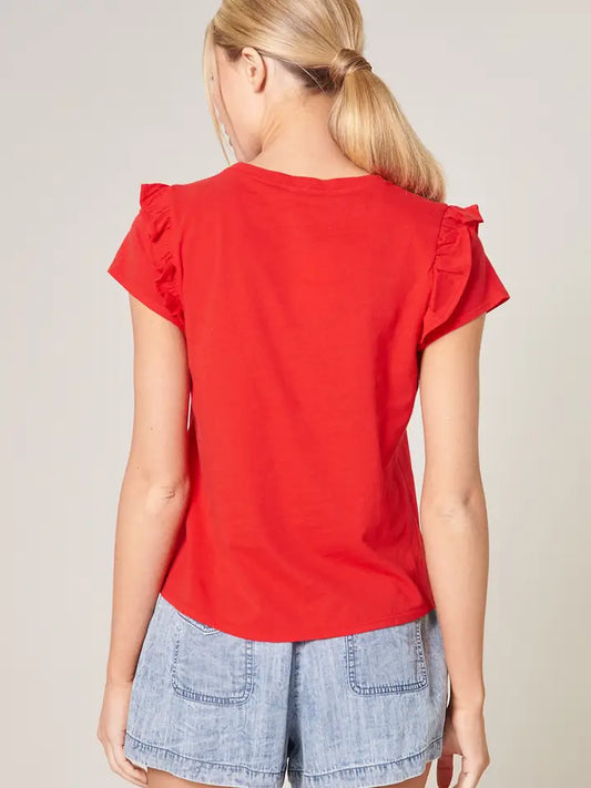BROOK RUFFLE SHOULDER TOP