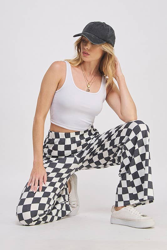 High Waist Checkered Pants