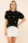 Embroidered Heart Short Sleeve Top