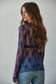 Knit Jacquard Lace Long Sleeve Mock Neck Top