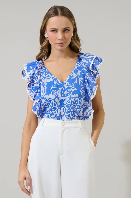 Floral Ziva Ruffle Blouse