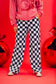 Checked Print High Waist Pants
