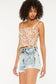 High Rise Fray Hem Denim Shorts