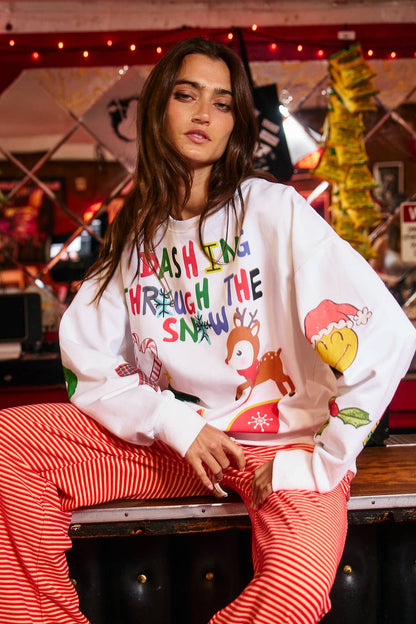 IT2537-XMAS | Colorful Christmas Graphic Sweatshirt