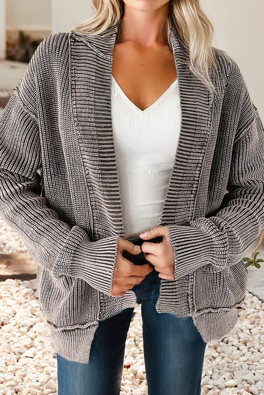 Exposed Seam Open Sweater Cardigan
