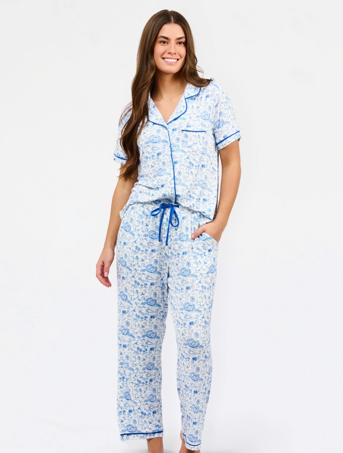 Team Toile-Blue and White PJ Set