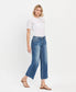 Mid Rise Raw Hem Wide Leg Denim